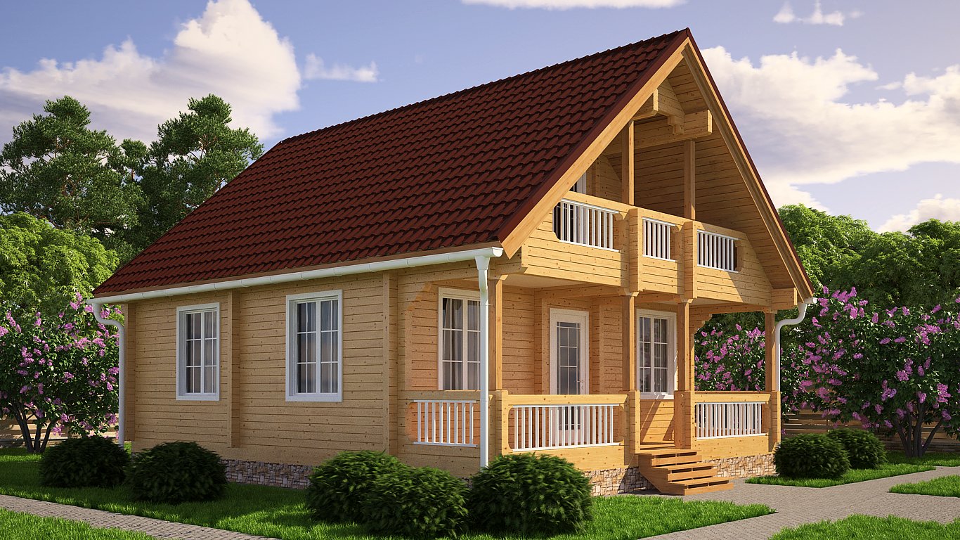 Дом из бруса станет отличным вариантом для дачи или загородного участка