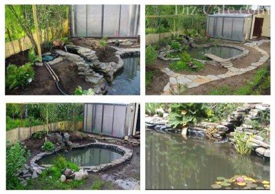 Наполнение пруда водой и установка оборудования Наполнение пруда водой и установка оборудования