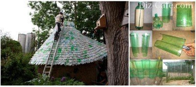 Крыша дома из пластиковых бутылок Крыша дома из пластиковых бутылок