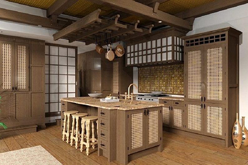 Кухня с мебелью в японском стиле
