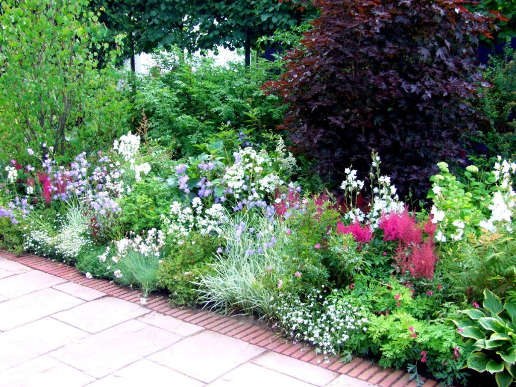 Садовая клумба с многолетними цветами