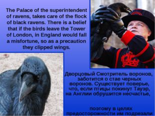 The Palace of the superintendent of ravens, takes care of the flock of black
