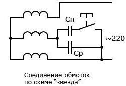 Подключение конденсатора к электродвигателю