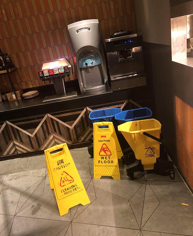 Staff put up wet floor signs and a spokesperson said the area was closed for trading