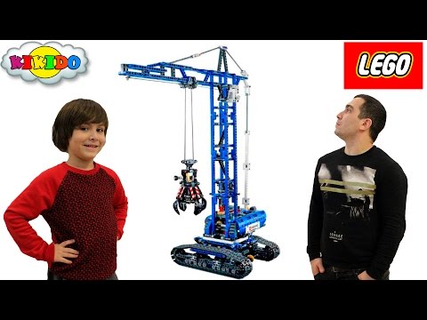 Лего Гусеничный Кран 42042 Как Папа с Камилем строили гараж. Lego Technic  Crawler Crane. Кикидо