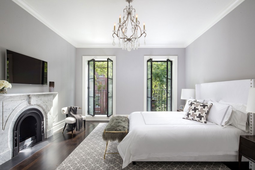 Белоснежная спальня особняка 460 West 22nd Street в США