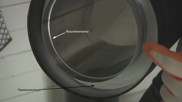 Внутренняя труба из нержавейки с характерной выштамповкой Внутренняя труба из нержавейки с характерной выштамповкой