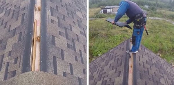 Сгибают коньковую планку