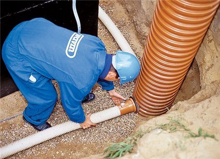 Система отвода воды от стен фундамента значительно продлевает срок службы строительных конструкций всего сооружения.