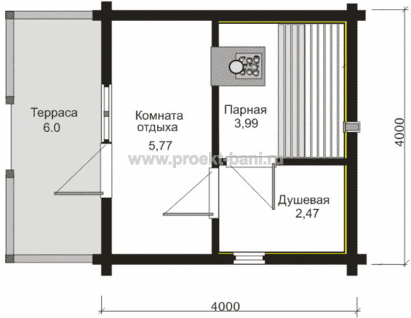 Проект баньки 4×4м Проект баньки 4×4м