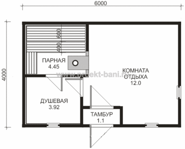 Проект баньки 6×4м Проект баньки 6×4м