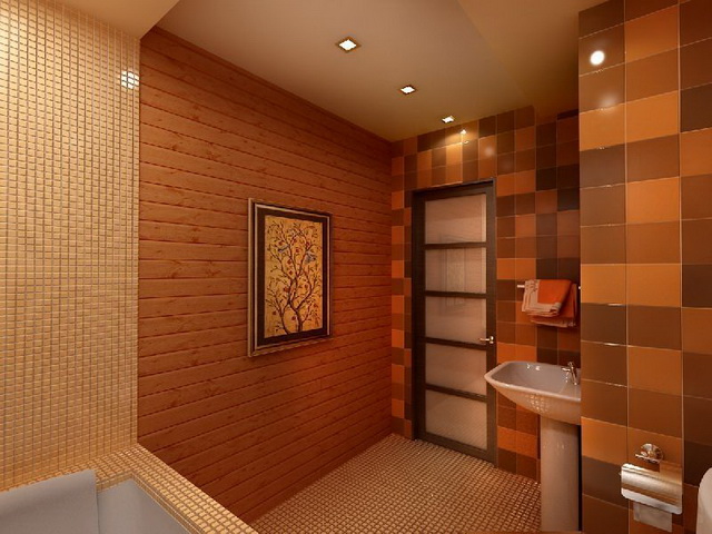 Дизайн ванной в деревянном доме 6