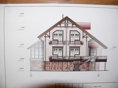 чертеж большого двухэтажного дома с цокольным этажом
