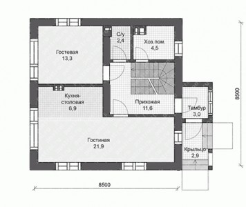 планировка одноэтажного дома 8.5х8.5