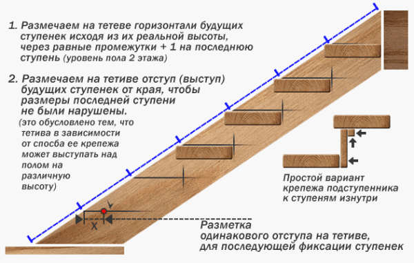 Фото тетивы и разметка подступенка Фото тетивы и разметка подступенка
