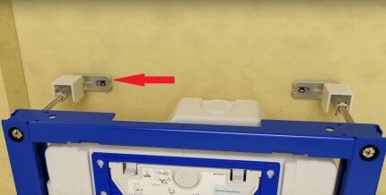 Метки для крепления унитаза к инсталляции Метки для сверления отверстий для крепежа