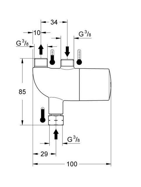 Примерная схема установки термостата