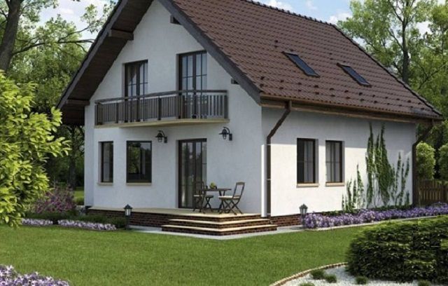 Дом с двускатной мансардной крышей