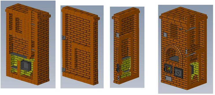 Двухколпаковая отопительно-варочная печь