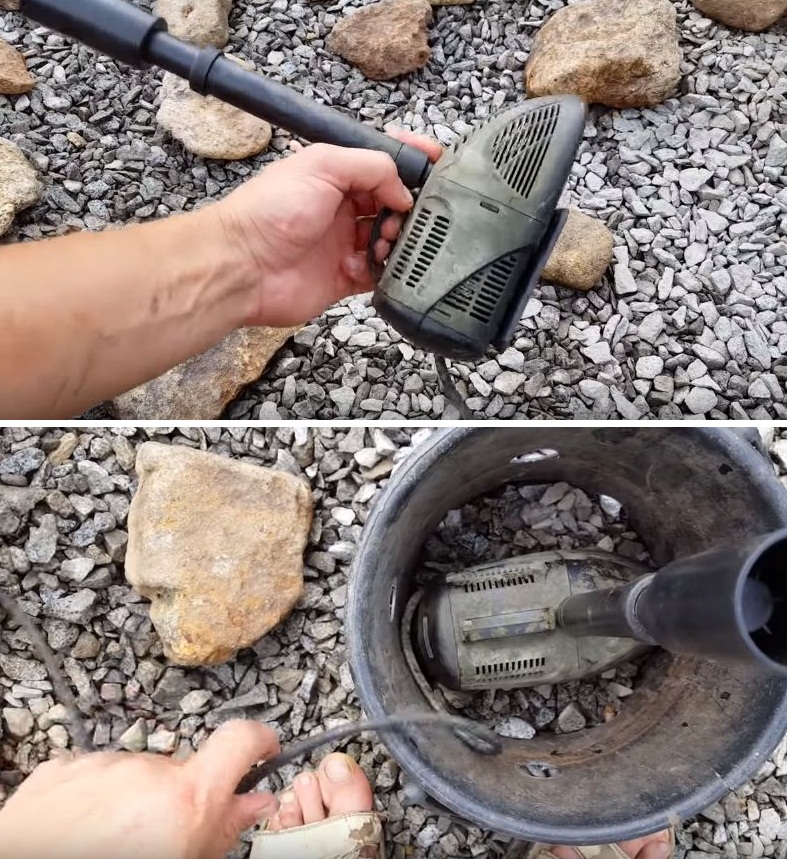 Установка насоса в ведро