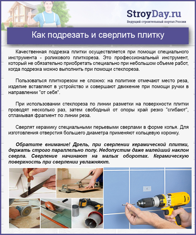 Как подрезать и сверлить плитку