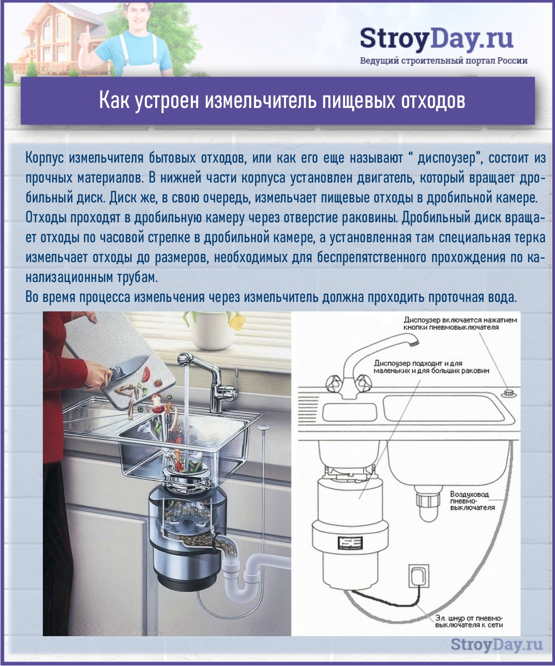 Как работает измельчитель пищевых отходов