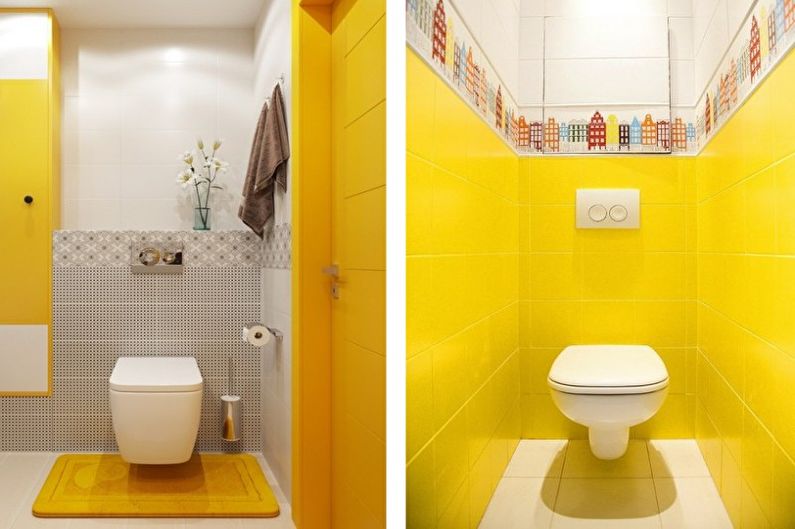 Желтый маленький туалет - Дизайн интерьера