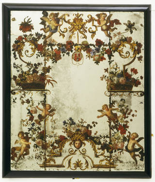 Painted mirror, probably by Antoine Monnoyer, 1710 – 20, England. Museum no. W.36:1-3-1934. © Victoria and Albert Museum, London