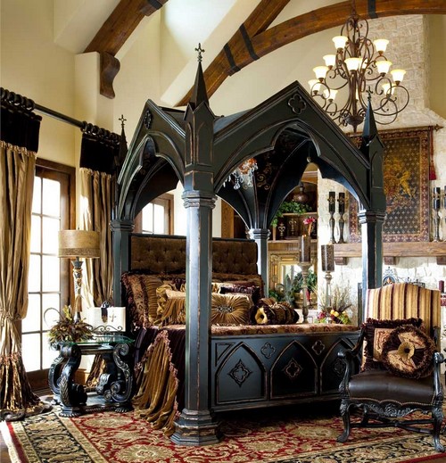 Роскошная спальня в готическом стиле фото
